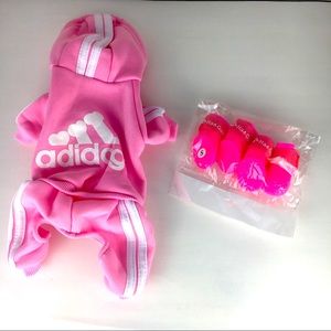 Dog pink Hoodie  jumpsuit 4 Leg with shoes size S